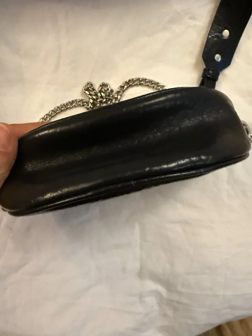 Charles & Keith CK Black Chain Dumpling Bag Underarm Crossbody Silver Hardware L - Picture 4 of 7